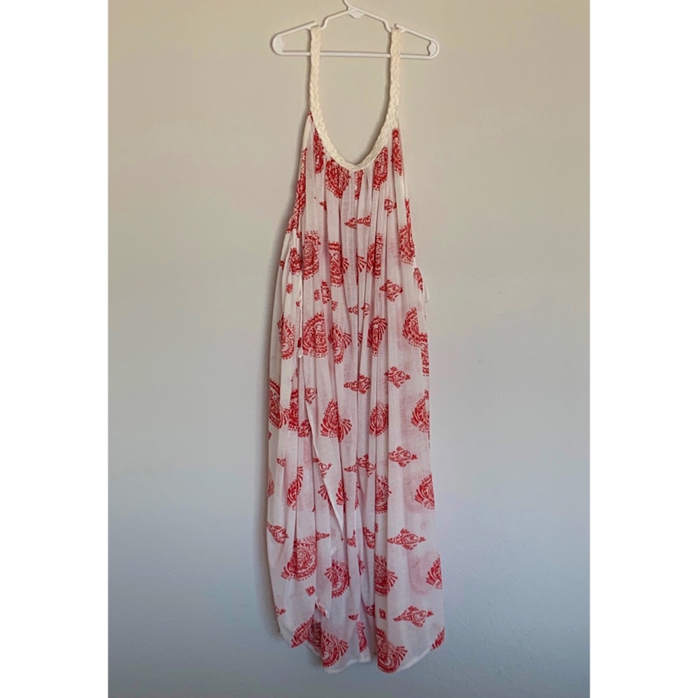 Free People Orange and White Cover up maxi dress